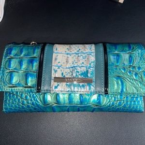 LIGHTLY used Brahmin Cordelia Wallet Peacock Shimmer Trifold